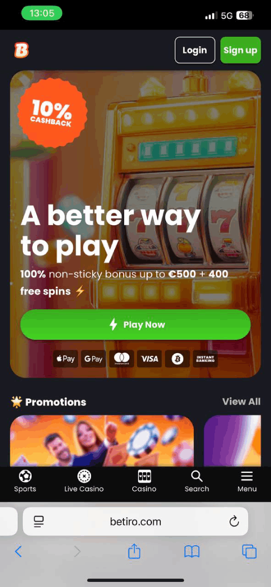 Betiro Casino — mobiel